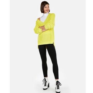 ✨EXPRESS Oversized V-Neck Knit Sweater | Neon Yellow ✨